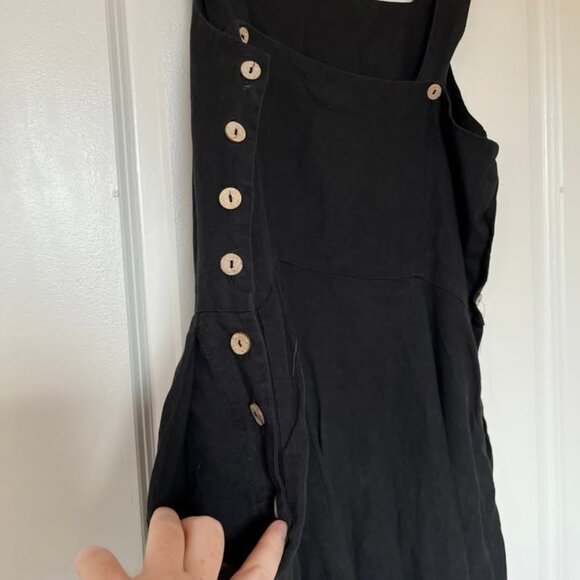 Son de Flor Black Linen Pinafore Dress - Picture 4 of 4